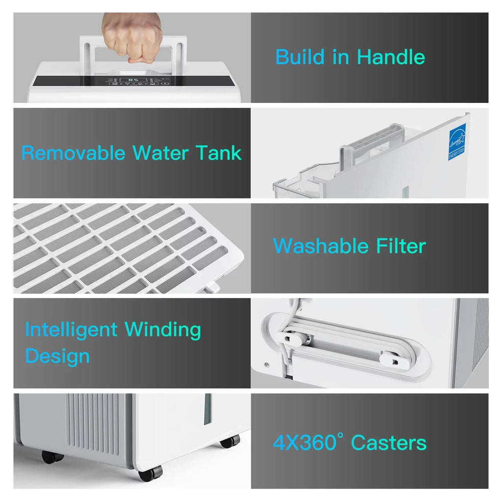 DuraComfort Dehumidifier for Basement,up to 3000 Sq.ft 35 Pint (50 Pint 2012 DOE Standard) Dehumidifiers with WIFI