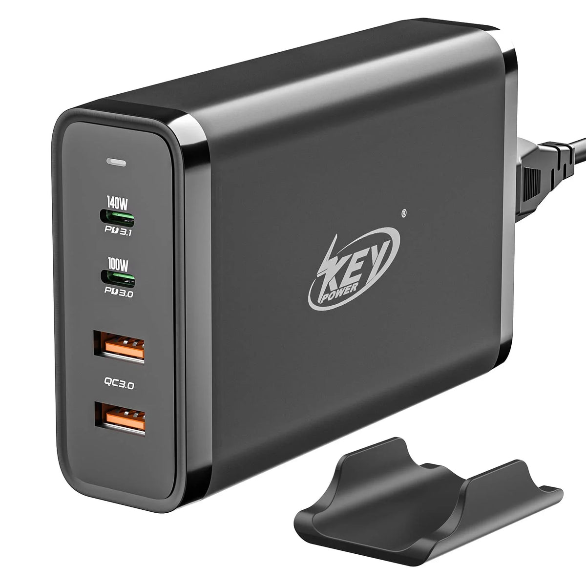 Key Power 245W USB C Charger Station, 140W PD 3.1 GaN Type C Power Adapter with 4Port Fast Charge for Macbook Air/ Pro 16", XPS, iPad, iPhone, Galaxy, Steam Deck