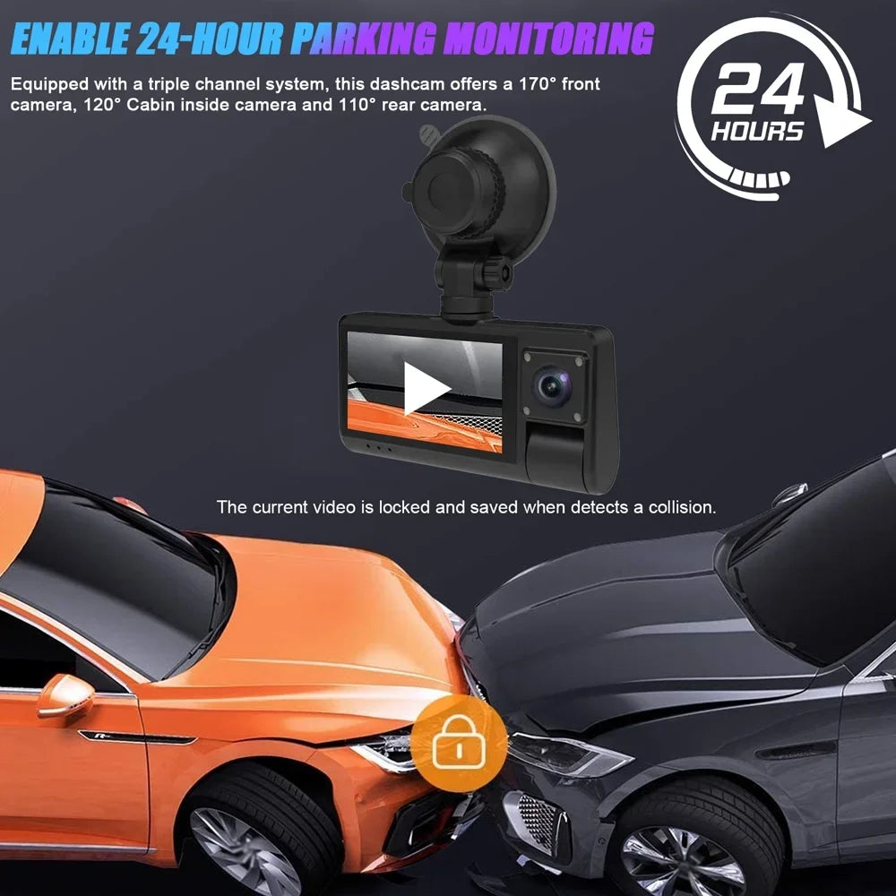 OWSOO Dash Cam, Touched Monitor Car Rearview Mirror Recorder with Wide Angle, Clear Video Recording for Auto Safety Driving