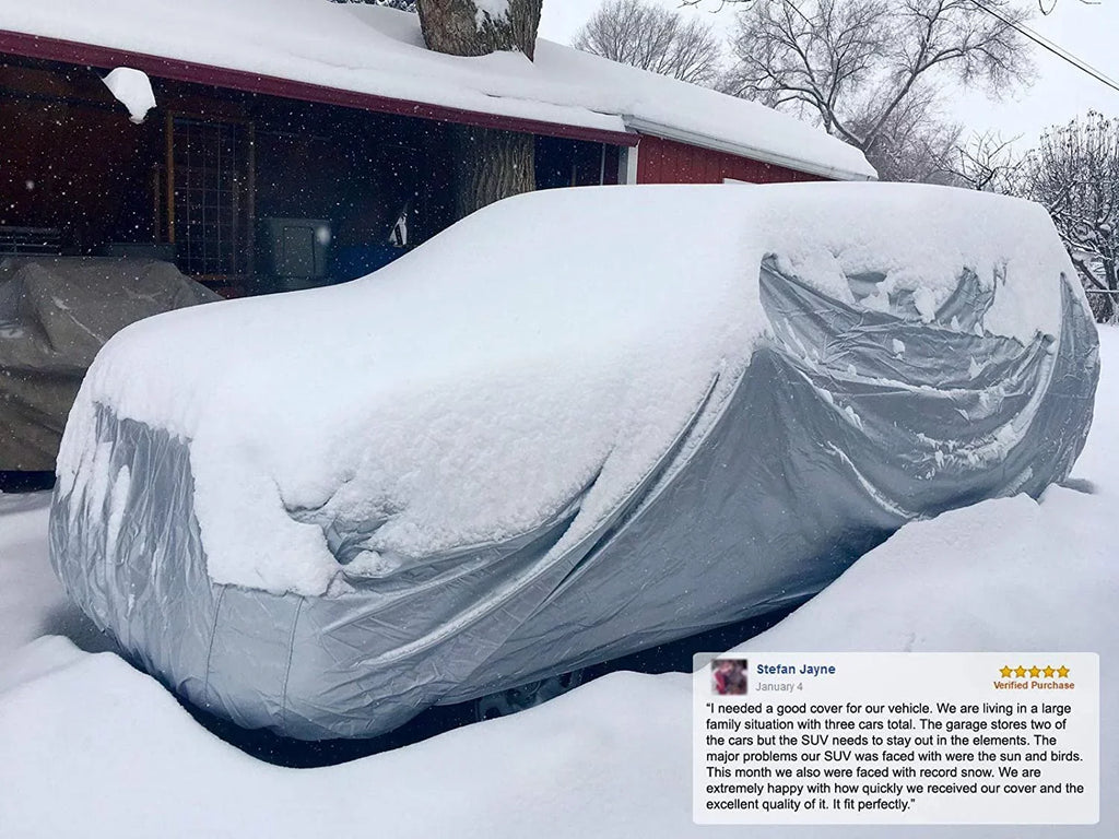 Weatherproof SUV Cover Compatible With 2016 Volvo XC60 - Outdoor & Indoor - Protect From Rain Liquid Snow, Sun - Tough - Fleece Lining - Includes Anti-Theft Cable Lock, Storage Bag & Wind Straps