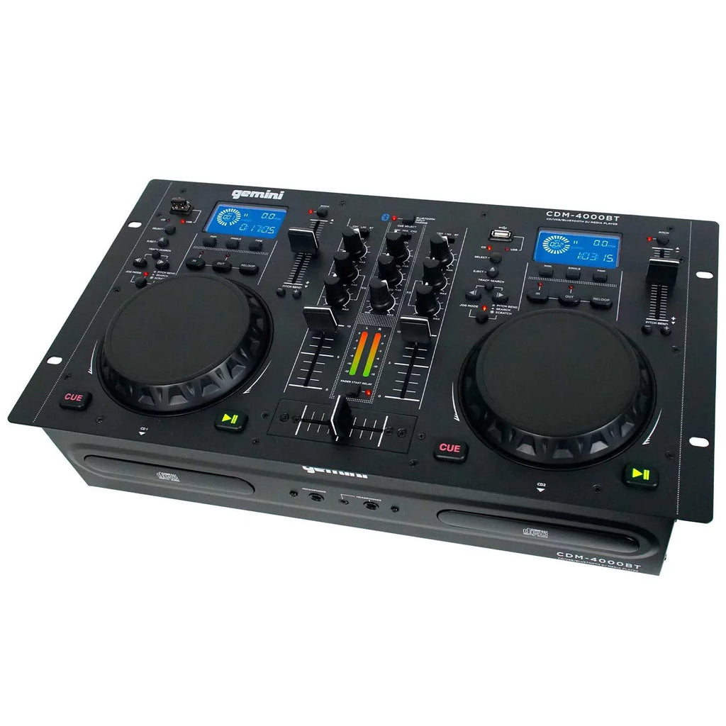 Gemini CDM-4000BT CD/MP3/USB Bluetooth Media Player & AS-1500P Active Speaker with 15" Woofers DJ Package