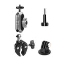 Aluminum Alloy Camera Mount Clamp - Bicycle Handlebar Adapter, 1.5kg Load Capacity, Dual Rotatable Ball Head, Adapter, Compatible with AKASO, DJI, Hero 11/10/9/8/7, Insta360