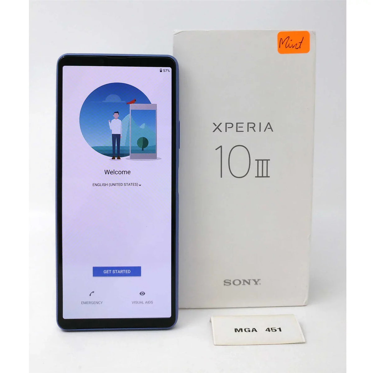 Pre-Owned Xperia 10 III 5G 128GB XQ-BT52 6GB RAM GSM Factory Unlocked Smartphone - Blue (Like New)