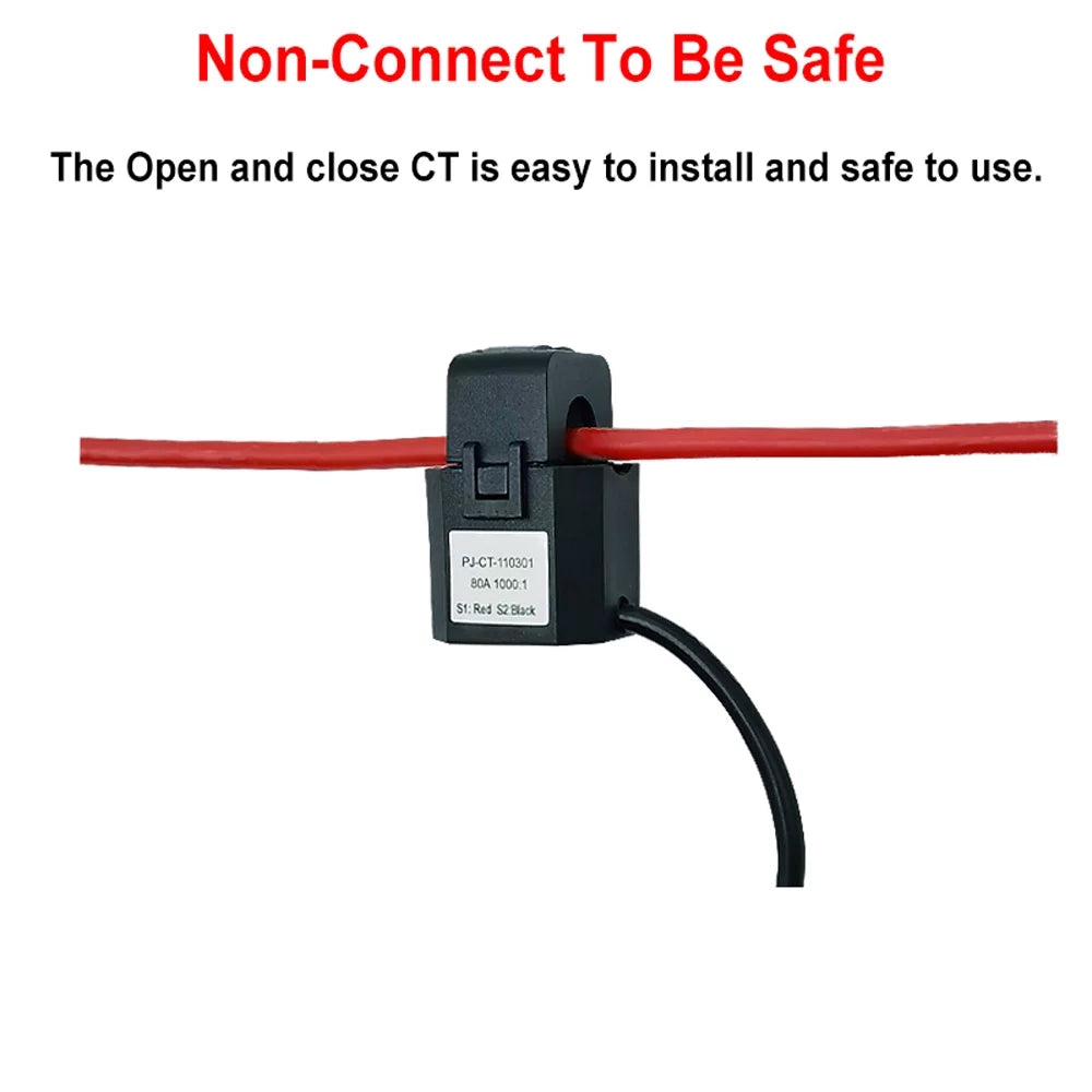 Dazzduo Electric meter,Statistics Compatible Voice Meter Clamp KWh Power Monitor Statistics Compatible KWh Power Monitor Meter 80A Clamp Power Monitor Statistics 80A Clamp KWh