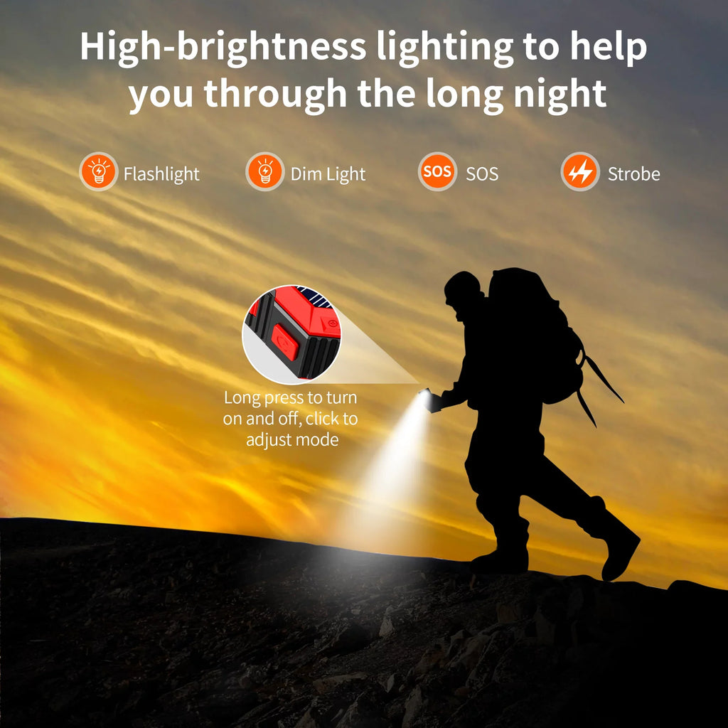 Portable Solar Power Bank 30000mAh, Wireless Solar Charger External Backup Battery, 3 Fast Charger Output Ports & 4 LED Flashlight
