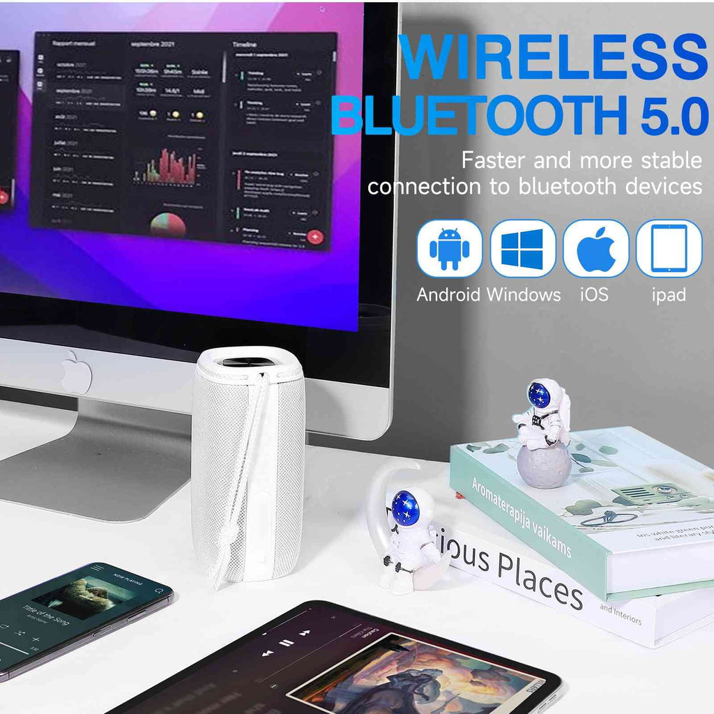 UrbanX Scorpio Series Bluetooth Speaker, IPX5 Liquid Speakers 360° HD Surround Sound with Punchy Bass, True Wireless Pairing, BT5.3, Portable Speaker for Q51 - White