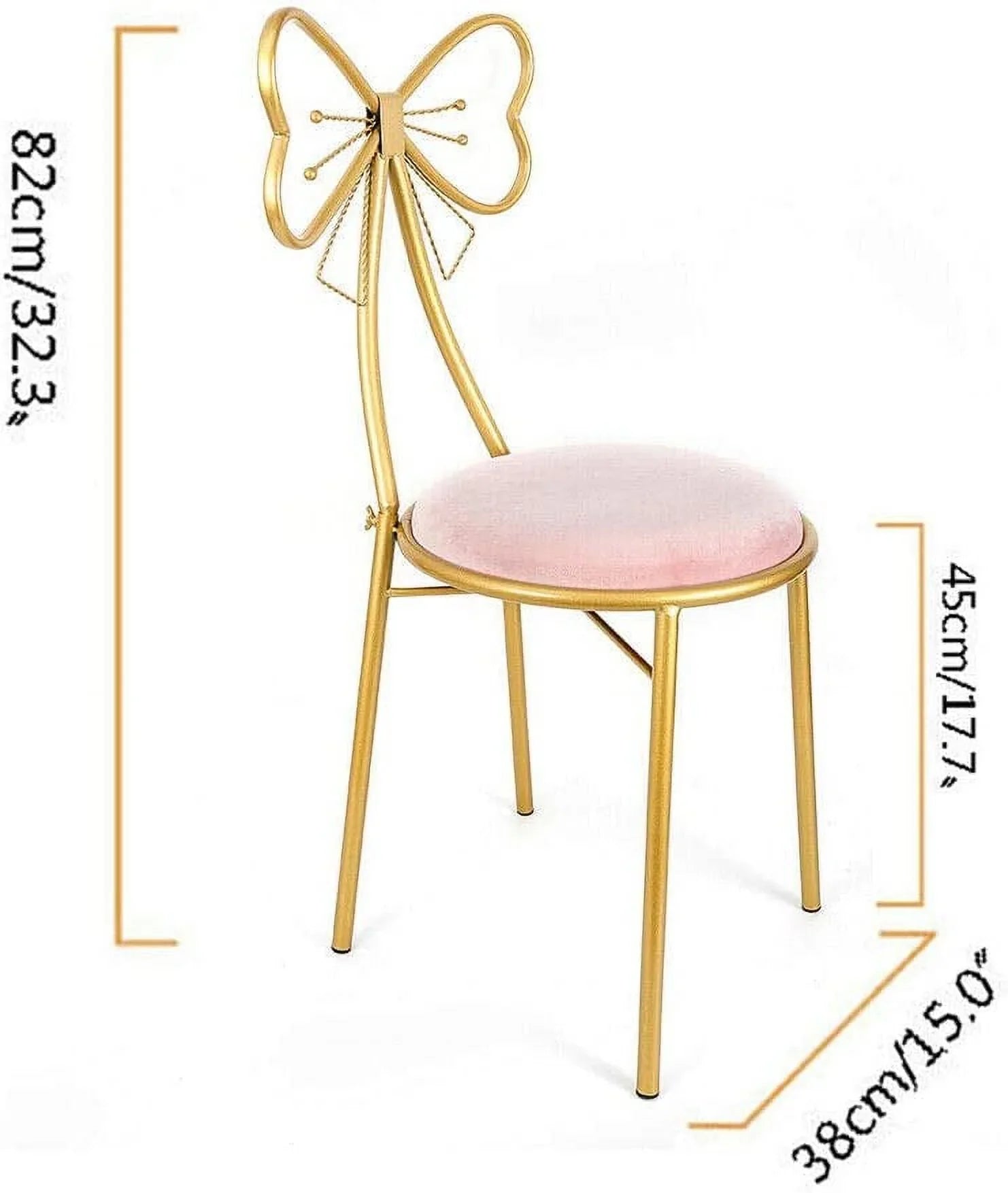 MONIPA Golden Butterfly Backrest Chairs Modern Vanity Stool with Cushioned Back Vanity Chair Pink Princess Chair Girls Ladies Creative Makeup Stool Art Leisure Chair Seat for Bedroom, Dining Room