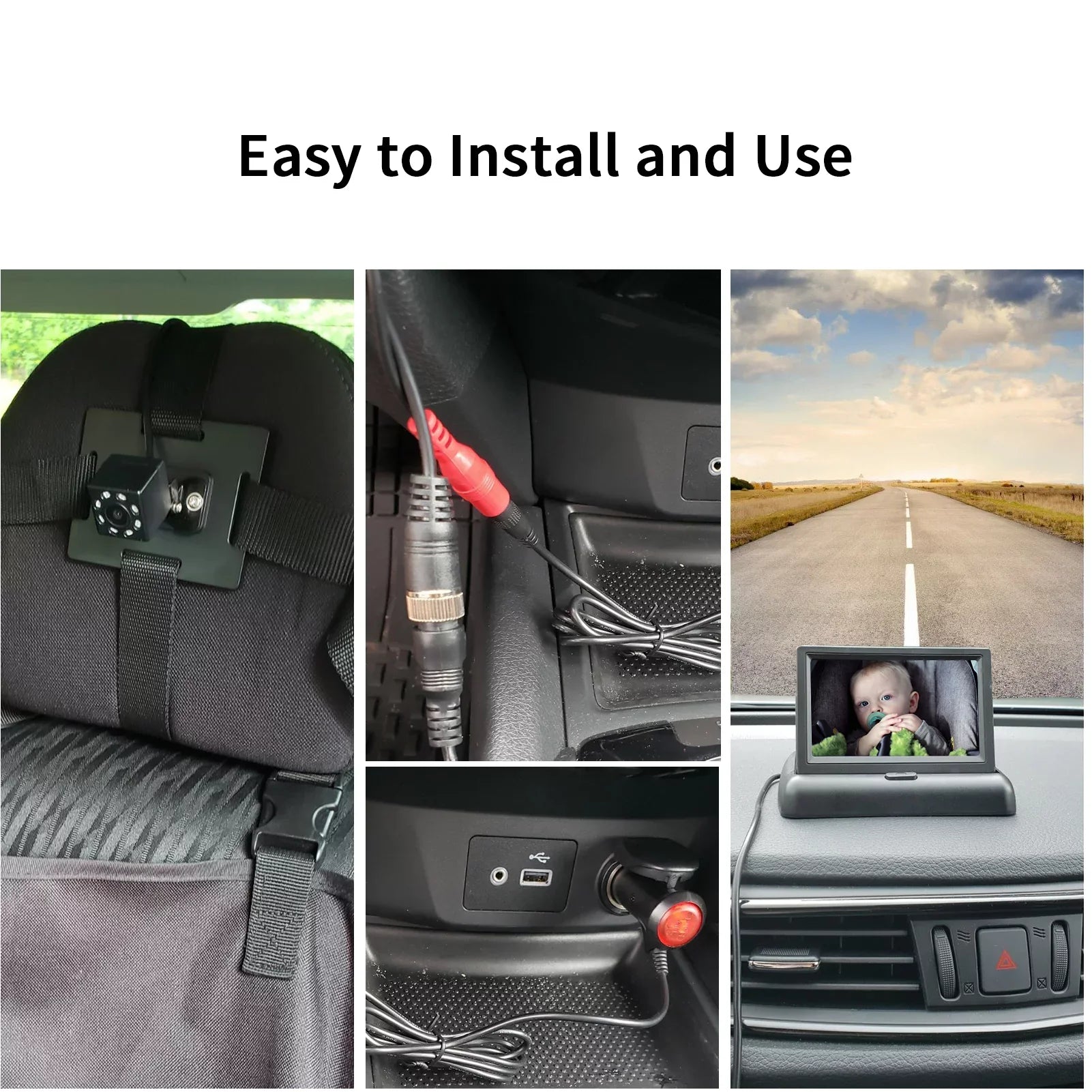 OWSOO Car 4.3'' Car Monitor with Infrared Night Vision Plug and Play View Infant in Rear Facing Seat with Wide Crystal Clear View Easily to Observe The 's Every Move