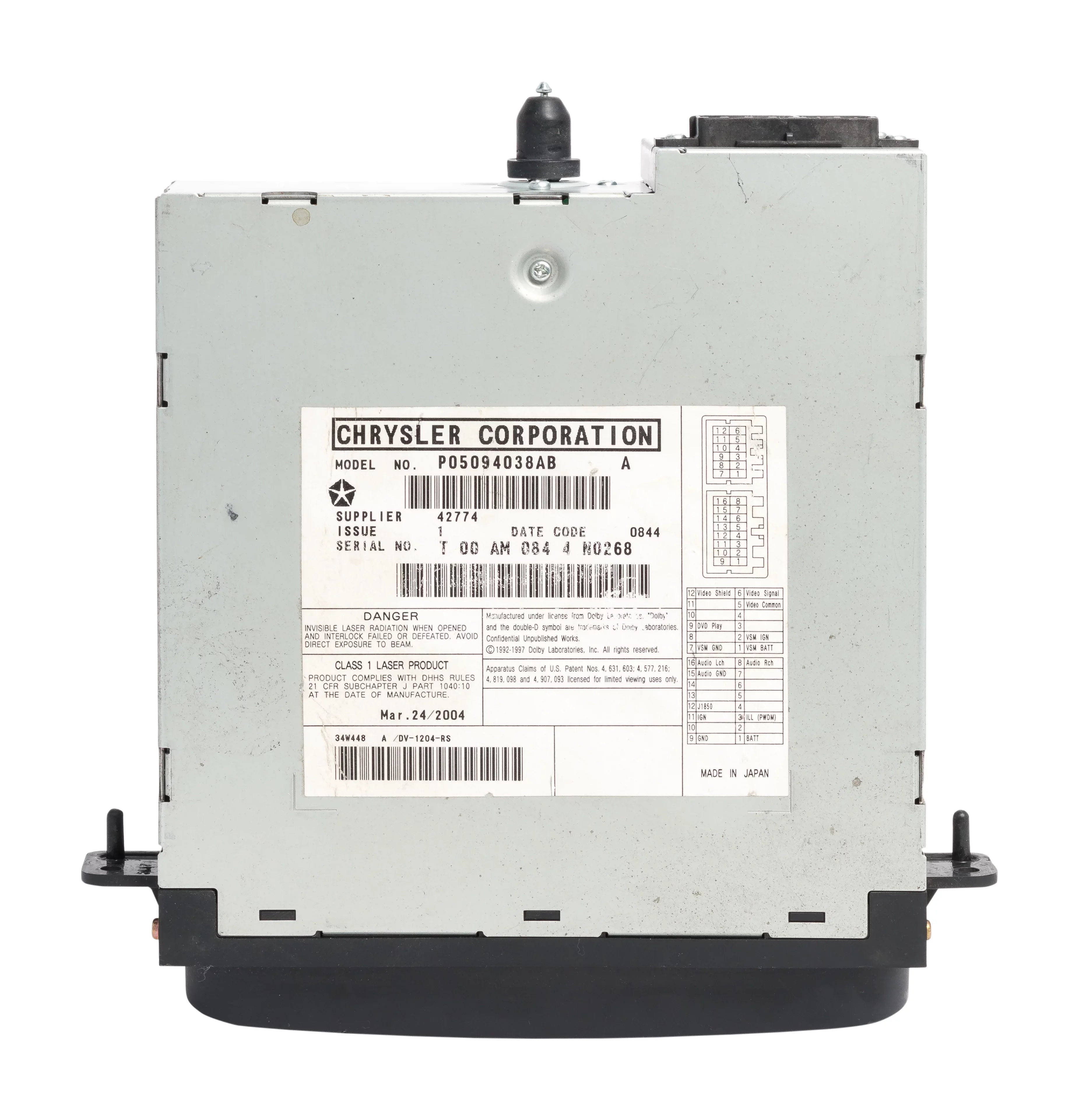 Restored 2002-03 Chrysler Voyager Town & Country Single-Disc DVD Player P05094038AB (Refurbished)