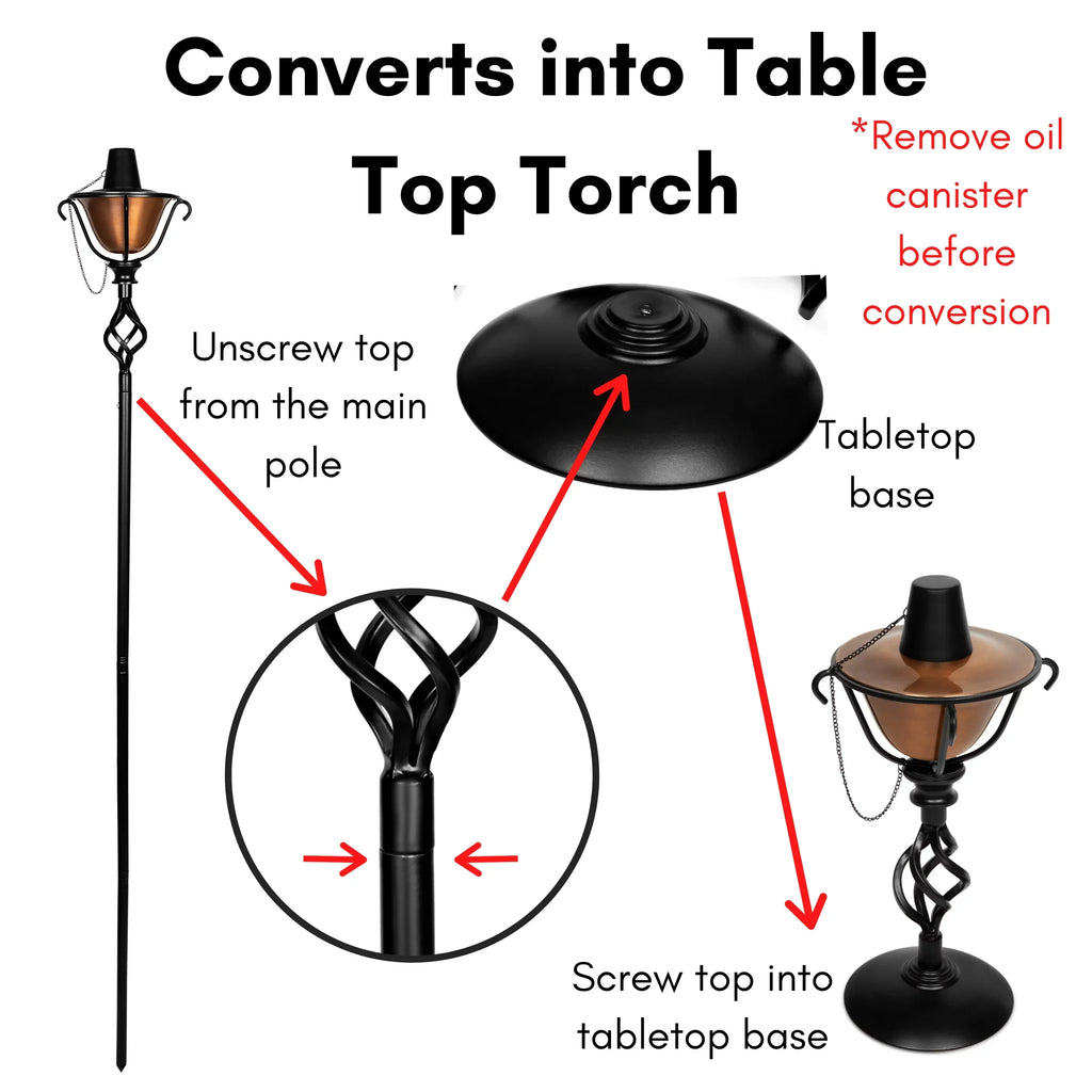 BirdRock Home 2-Pack Outdoor Wide Conical Torches - Tabletop Stand - Metal