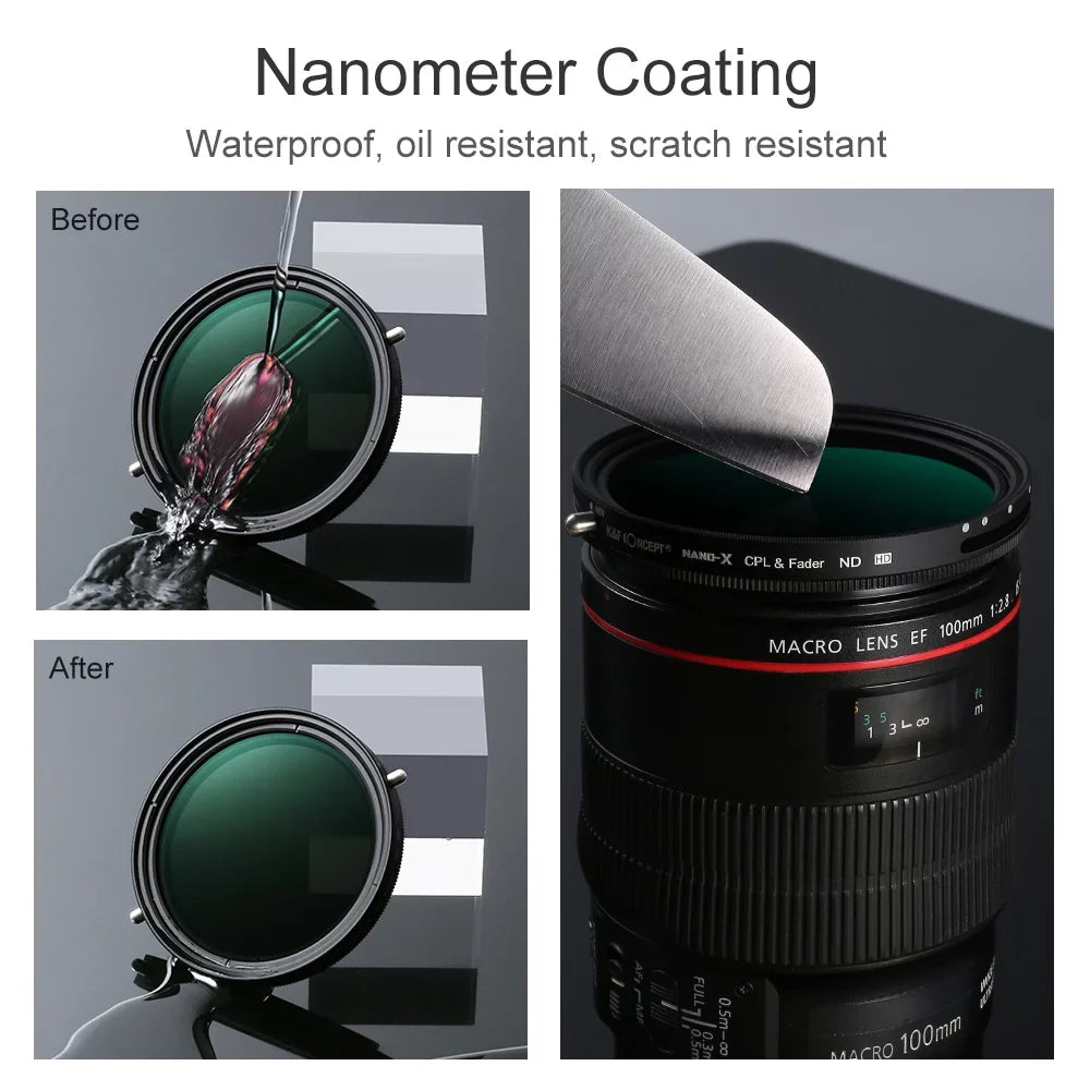 K&F CONCEPT 67mm 2-in-1 Variable Adjustable Filter Neutral Density Fader 5-Stop ND2-ND32 and CPL Circular Polarizing Filter Ultra-thin with Cleaning Cloth for Camera Lens