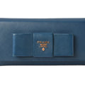 Pre-Owned Prada wallet PRADA long 1MH132 BLUETTE blue SAFFIANO FIOCCO embossed leather (Good)