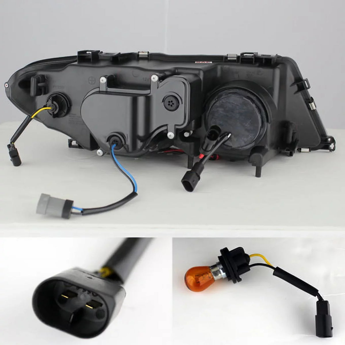 AKKON - For BMW E46 3-Series 2 Doors Coupe Black Halo Ring LED Projector Replacement Headlights LH + RH Lamps