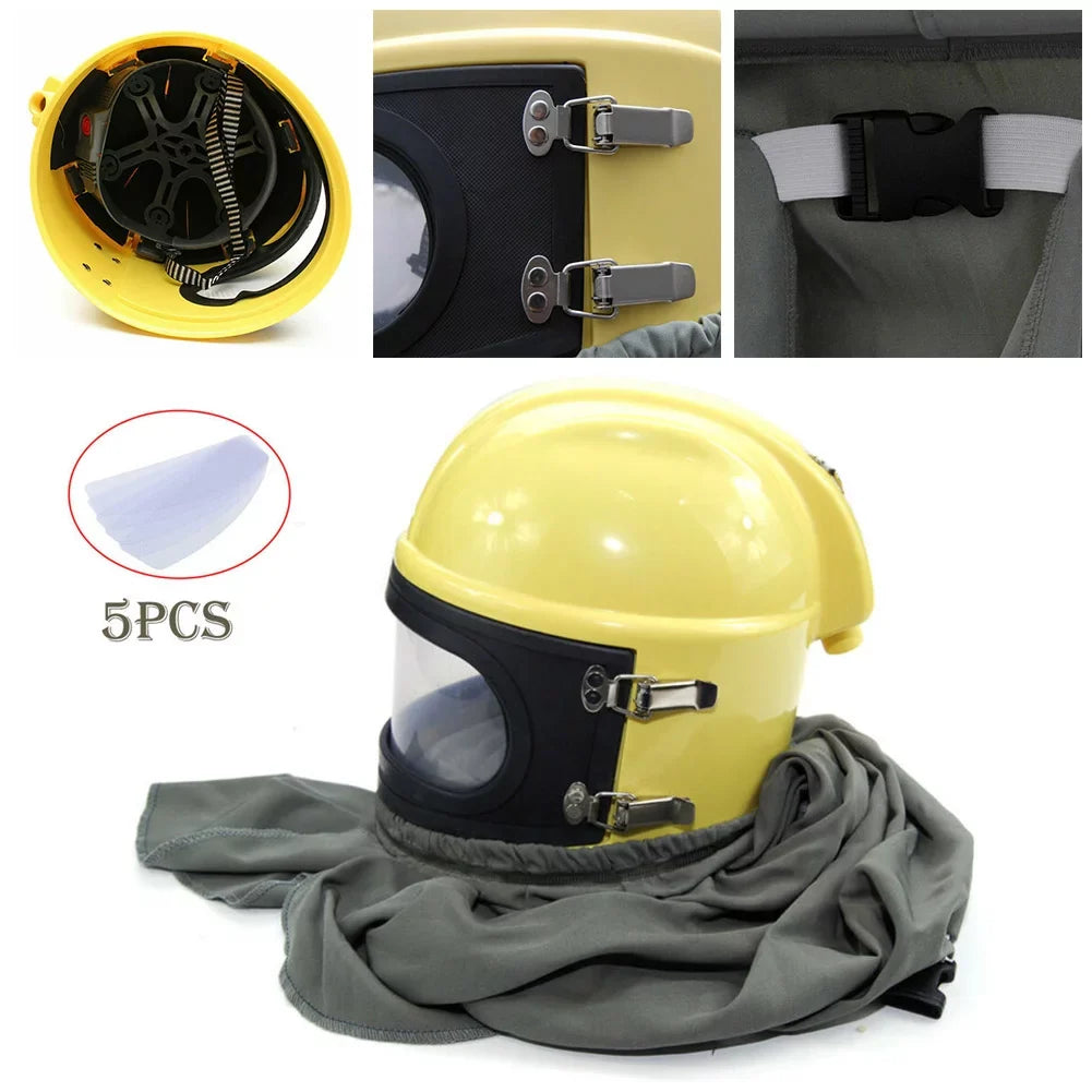 AIR FED Supplied Safety Sandblast Helmet Sand Blast Hood Protector Yellow