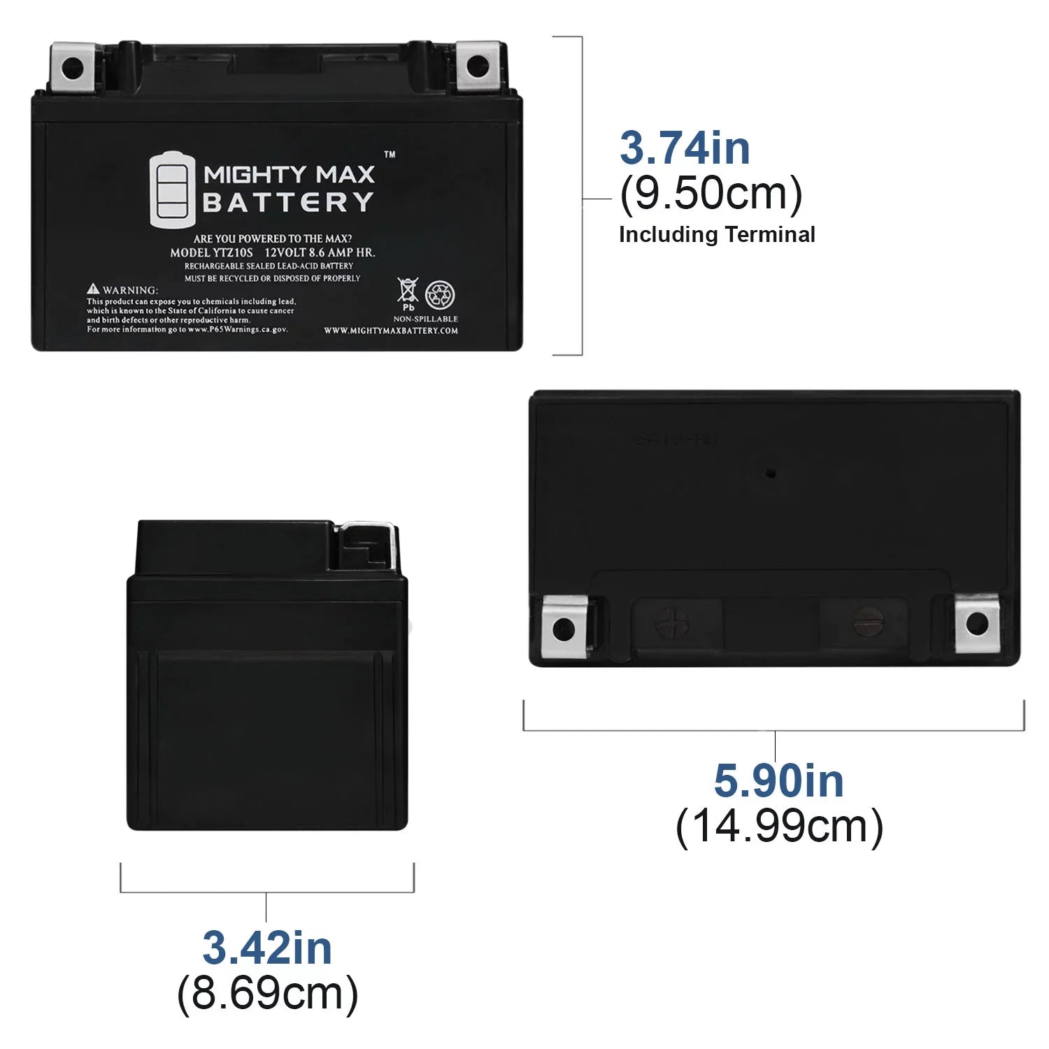 YTZ10S 12V 8.6AH Replacement Battery compatible with Suzuki 1000 GSX-R1000 00-17 - 4 Pack