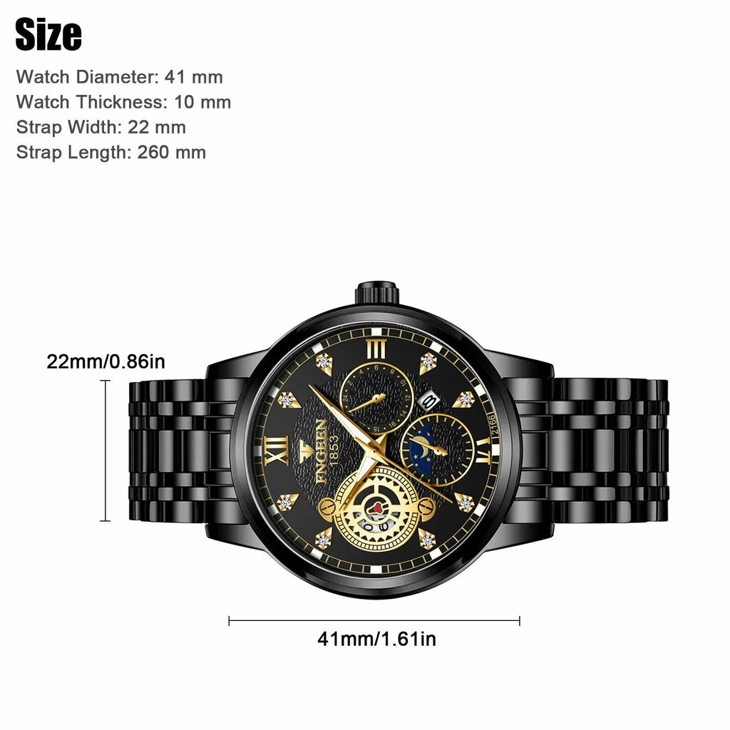 Liquid Men's Watch Stainless Steel Quartz Luminous Classic Wristwatch Luxury