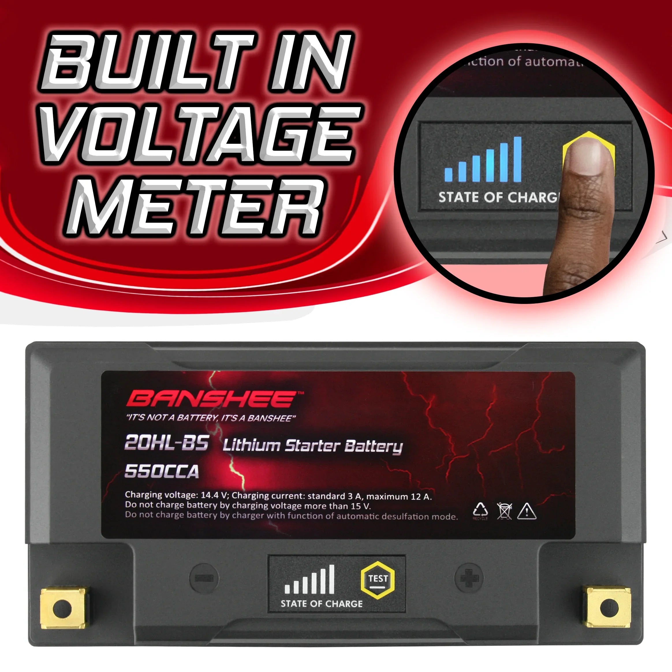 Banshee YTX20L-BS LiFePO4 Motorsports Battery Compatible with Yamaha VX1100E WaveRunner V1 2015 to 2015