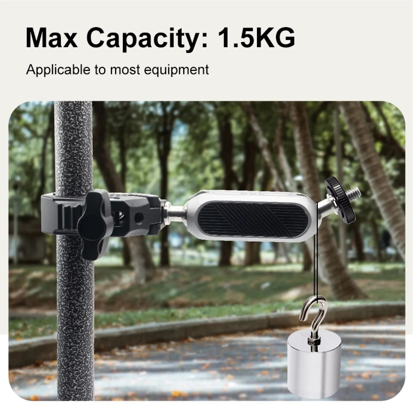 Aluminum Alloy Camera Mount Clamp - Bicycle Handlebar Adapter, 1.5kg Load Capacity, Dual Rotatable Ball Head, Adapter, Compatible with AKASO, DJI, Hero 11/10/9/8/7, Insta360