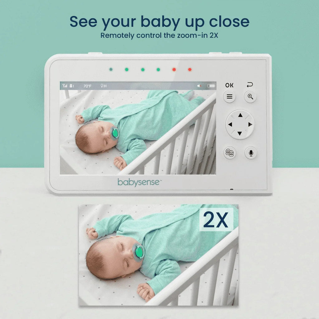Babysense Split Display Video Baby Monitor, 4.3" Display with 2 PTZ Cameras, Long Range, Night Light & Vision, Two-Way Talk, V43